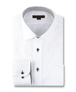 綿100% 形態安定ストレッチ スタンダードフィット ワイドカラー長袖シャツ