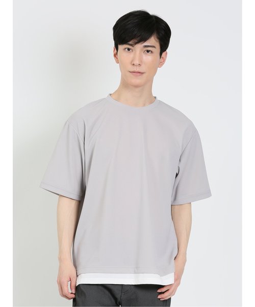 kaule 裾フェイクレイヤード クルーネック半袖Ｔシャツ