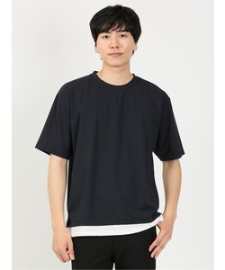 kaule 裾フェイクレイヤード クルーネック半袖Ｔシャツ