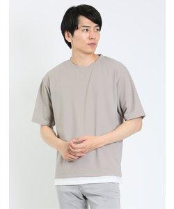 kaule 裾フェイクレイヤード クルーネック半袖Ｔシャツ