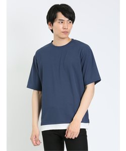 kaule 裾フェイクレイヤード クルーネック半袖Ｔシャツ