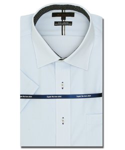 ノーアイロンストレッチ スタンダードフィット ワイドカラー半袖ニットシャツ