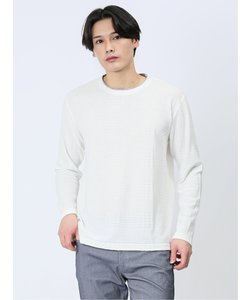 リンクスジャガードチェック フェイククルーネック長袖Tシャツ