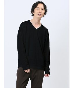 リンクスアーガイル フェイクVネック長袖Tシャツ