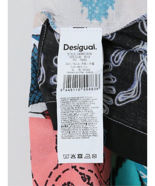 大きいサイズ】デシグアル/Desigual プリント切替総柄 半袖シャツ