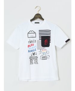 【大きいサイズ】カステルバジャック/CASTELBAJAC 異素材切替 クルーネック半袖Tシャツ