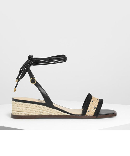 ウーベンレースアップ エスパドリーユウェッジ /Woven Lace-Up Espadrille Wedges