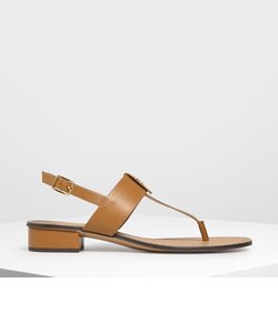 ゴールドボタンアクセント トングサンダル / Gold Button Accent Thong Sandals