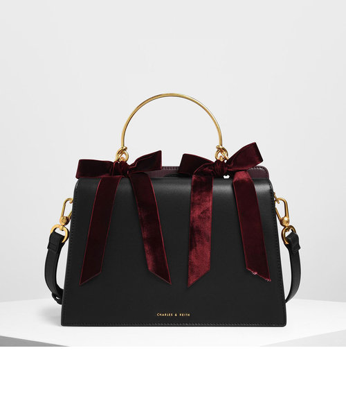 ベルベットボウディテール トップハンドルバッグ / Velvet Bow Detail Top Handle Bag