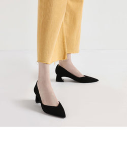 Vカットカバード ブロックヒールパンプス / V-Cut Curved Block Heel Pumps