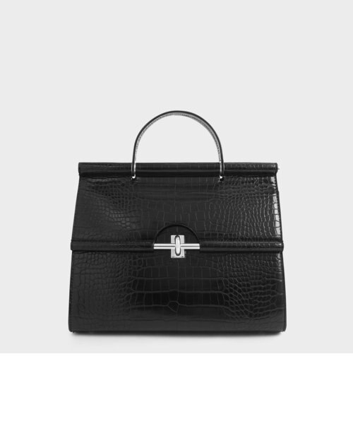クロックエフェクト ストラクチャードトップハンドルバッグ / CrocEffect Structured Top Handle Bag