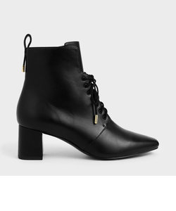 レースアップヒール アンクルブーツ / Lace-Up Heeled Ankle Boots