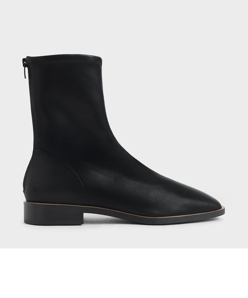 テクスチャードジップアップ アンクルブーツ / Textured Zip-Up Ankle Boots