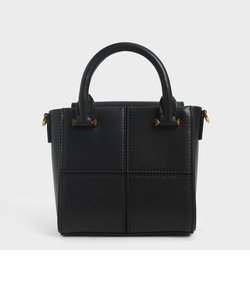テクスチャードパネルド トップハンドルバッグ / Textured Panelled Top Handle Bag