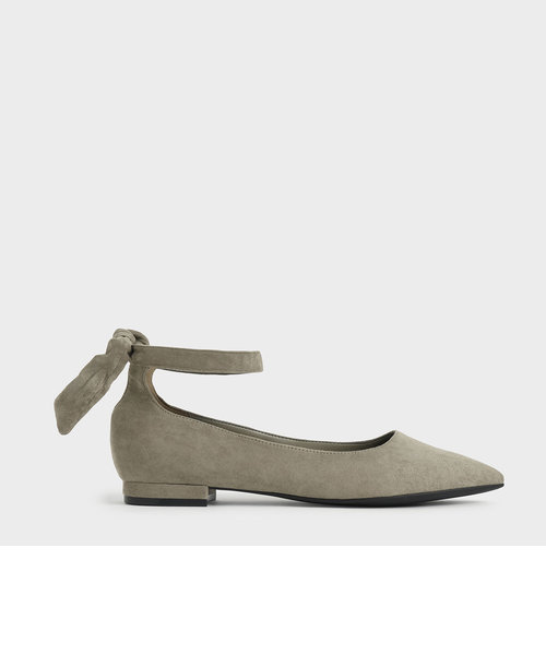 テクスチャードアンクルストラップ バレリーナフラット / Textured Ankle Strap Ballerina Flats
