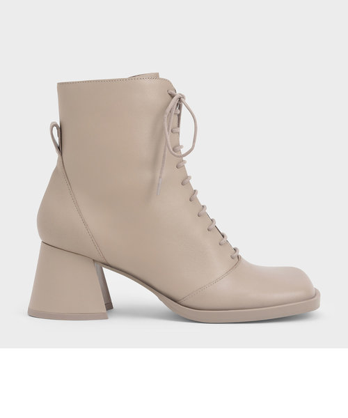 レザーレースアップ アンクルブーツ / Leather Lace-Up Ankle Boots
