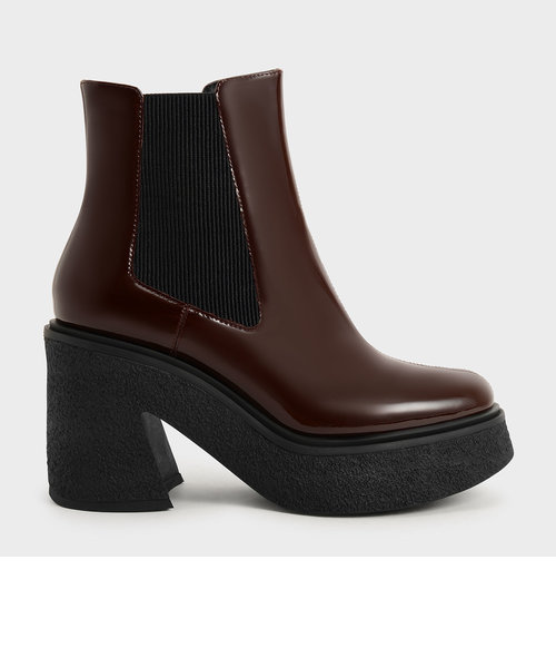 オデットパテントレザー チェルシープラットフォームブーツ / Odette Patent Leather Chelsea Platform Boots  | CHARLES u0026 KEITH（チャールズ＆キース）の通販 - u0026mall