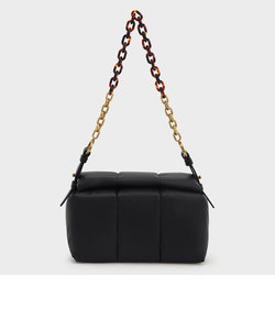 アラリアツートーン チェーンハンドルボクシーショルダーバッグ / Aralia Two-Tone Chain Handle Boxy Shoulder Bag 