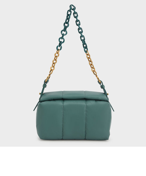 アラリアツートーン チェーンハンドルボクシーショルダーバッグ / Aralia Two-Tone Chain Handle Boxy Shoulder Bag 