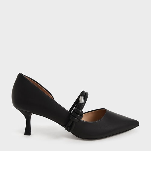レザーノッティドストラップ ハーフドルセイパンプス / Leather KnottedStrap Half D'Orsay Pumps