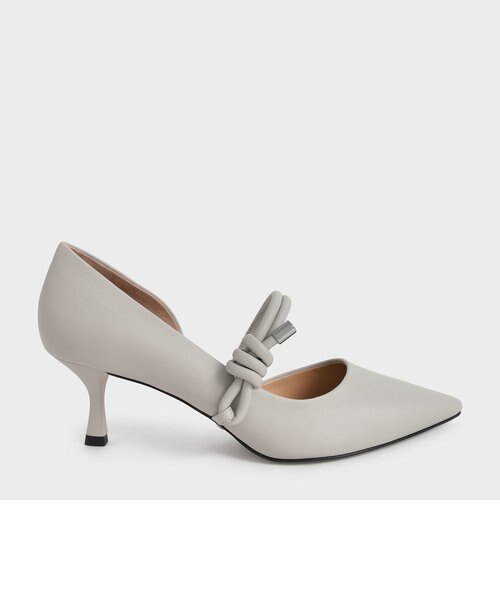 レザーノッティドストラップ ハーフドルセイパンプス / Leather KnottedStrap Half D'Orsay Pumps