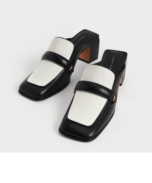 クロックエフェクト ブロックヒールローファーミュール / Croc-Effect Block Heel Loafer Mules | CHARLES   KEITH（チャールズ＆キース）の通販 - mall