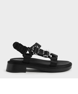 ミコ ジェムエンベリッシュドサテンサンダル / Miko Gem-Embellished Satin Sandals