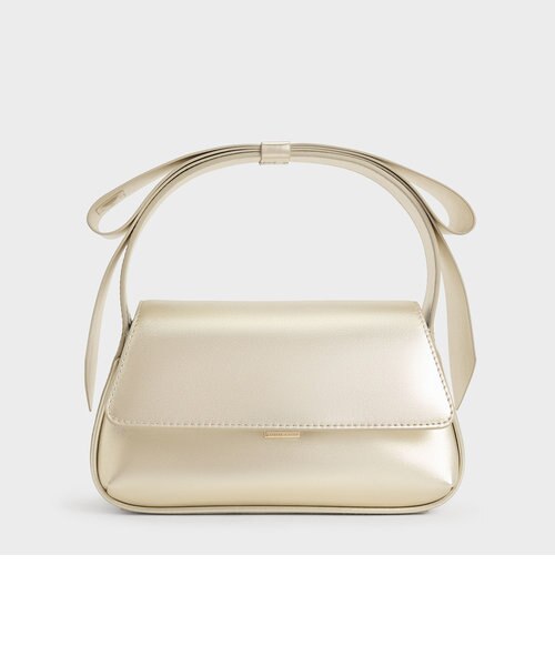 レザー メタリックボウトップハンドルバッグ | CHARLES & KEITH 