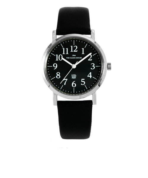 ザ・クロックハウス MUD5001-BK1B ユニバーサルデザイン メンズ 腕時計 クオーツ 黒レザー ブラック ユニセックス THE CLOCK HOUSE UD