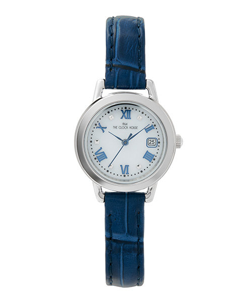 ザ・クロックハウス ビジネスカジュアル LBC1006-WH3B レディース 腕時計 ソーラー 革ベルト カレンダー ネイビー ホワイト