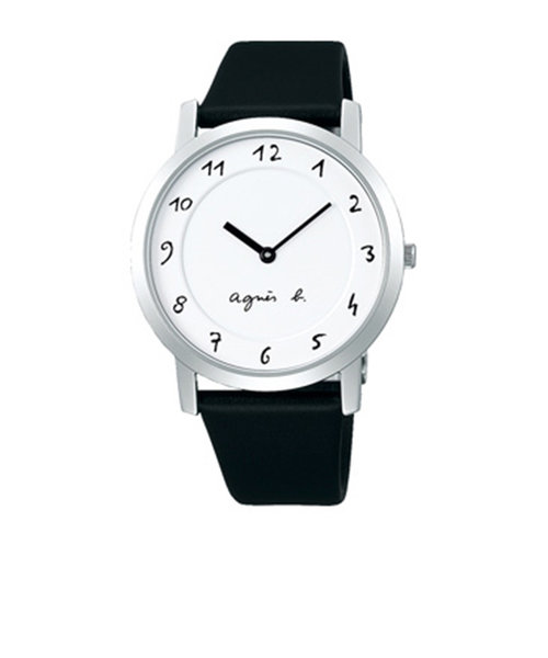 アニエスベー 腕時計 メンズ 革ベルト マルチェロ ホワイト文字盤 品