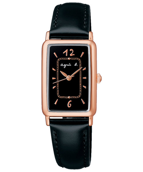 アニエスベー　agnes b.  腕時計　ブラック　ピンクゴールド腕時計
