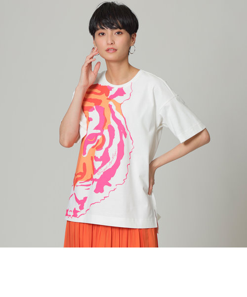 【接触冷感】【ウォッシャブル】グラフィカルビッグタイガープリントTシャツ