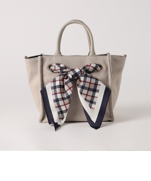 クレストブリッジチェックスカーフ付きトートバッグ | BLUE 