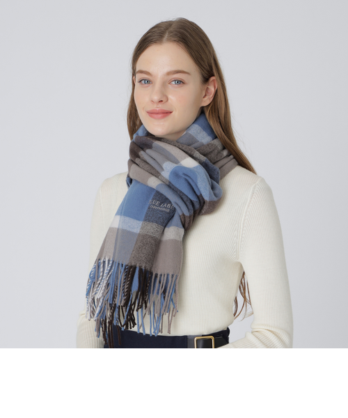 BLUEABRLクレストブリッジチェックリバーシブルフード付きショール