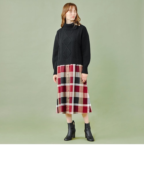 美品 ブルーレーベルクレストブリッジ ニット ロングワンピース