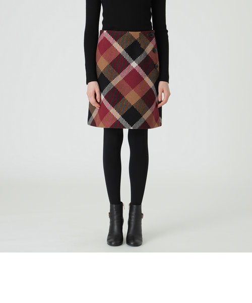 低価大人気ブルーレーベルクレストブリッジ　チェック　台形スカート スカート