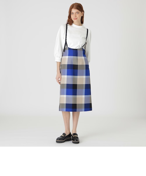 クレストブリッジチェッククロッシングツイルサロペットスカート  