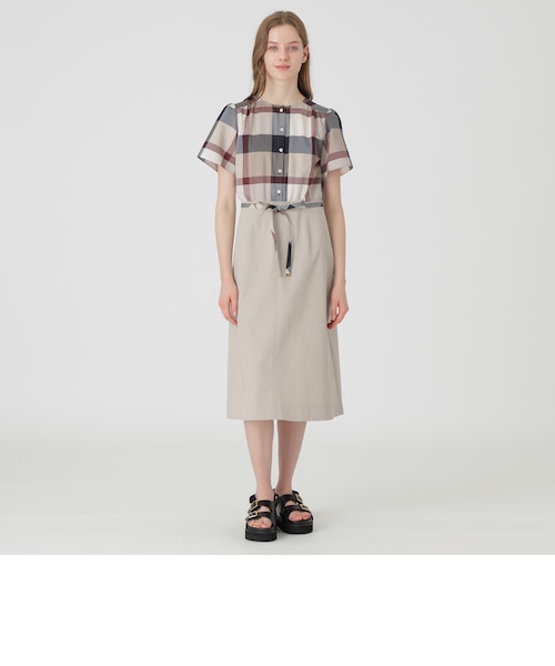 クレストブリッジチェックライトクロッシングツイルコンビドレス 