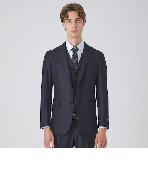 一部店舗限定】Zegna ELECTAネイビーシャドーストライプスリーピース 
