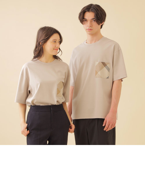 Unisex】クレストブリッジチェックポケットハイゲージポンチTシャツ