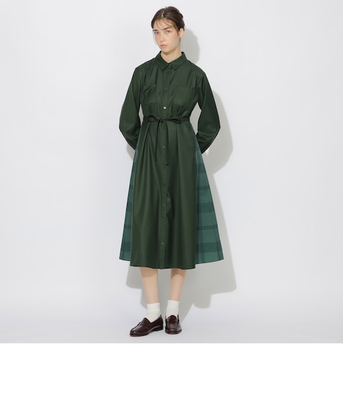 新品・未使用】ODILE JACOBS ネックギャザードレス グリーン系 ドレス 