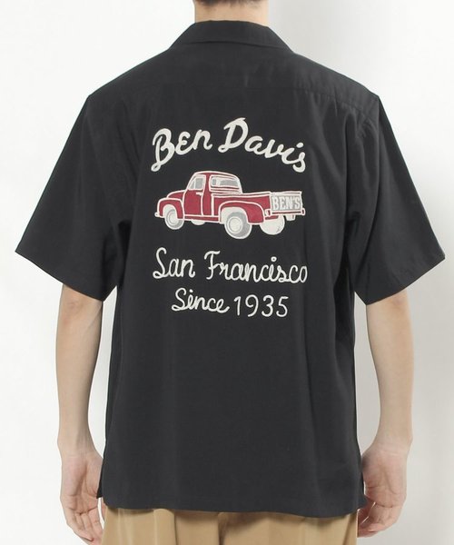 【 BEN DAVIS （ ベンデイビス ）】アンティークトラック バック刺繍 オープンカラーシャツ