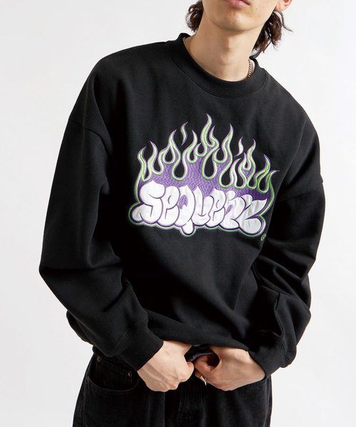 SEQUENZ】BUBBLE LOGO ON FIRE CREW NECK SWEAT / バブルロゴ ...