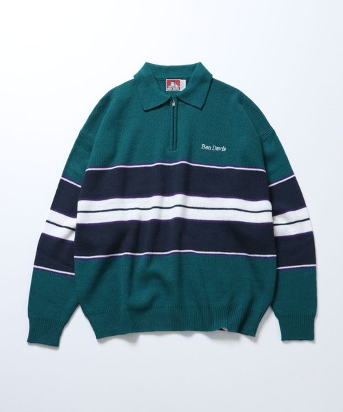 BEN DAVIS(ベンデイビス)】ROWER KNIT POLO / マルチボーダー ハーフ