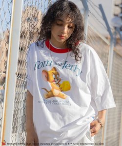 【SEQUENZ】TOM and JERRY PHOTO TRIM S/S TEE / トムとジェリー ３Dタッチ リンガー クルーネック 半袖T