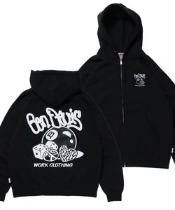 【BEN DAVIS(ベンデイビス)】 BALL ETC HOODIE NV / ロゴ ビッグ スウェット ジップパーカー 