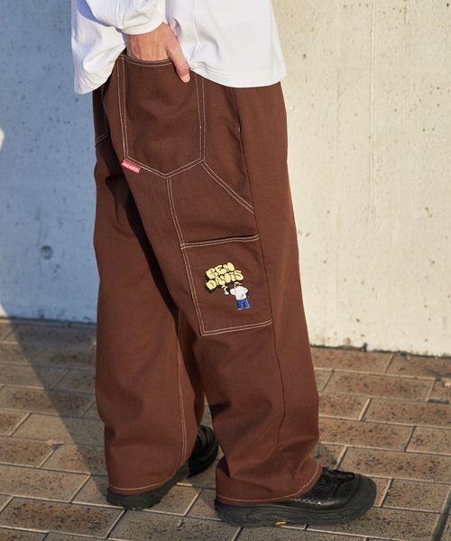 【BEN DAVIS(ベンデイビス)】 EMBRO PAINTER PANTS / ペインター 配色 刺繍 ストレート ワイドシルエット ワーク ゴリラ ルーズ