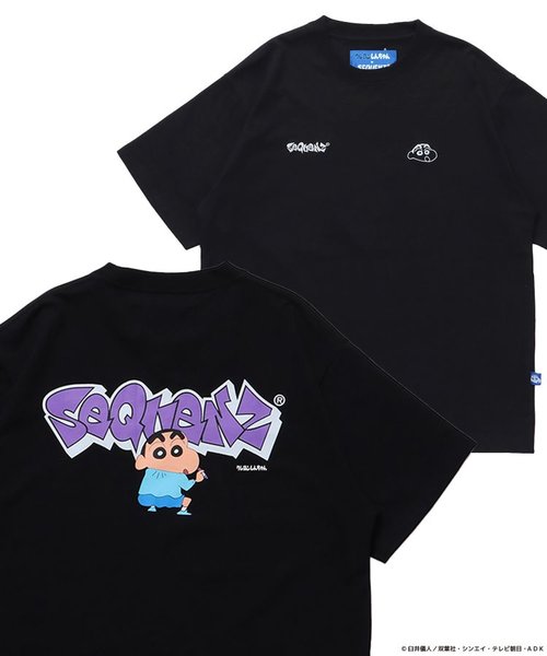 【SEQUENZ】CS×SQNZ GRAFFITI S/S TEE / クレヨンしんちゃん 半袖Tシャツ クルーネック ワンポイント バックプリント 刺繍