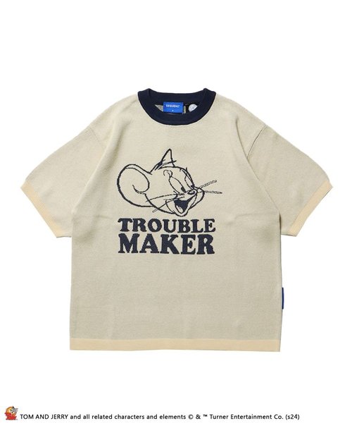 【SEQUENZ】TJ TRIM KNIT S/S TEE / 半袖ニット クルーネック TOM&JERRY トムジェリ ジャガード編み